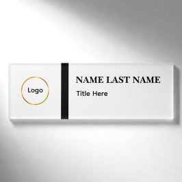Benutzerdefiniertes Logo Elegantes Staubblau Weiß Namenschild