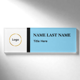 Benutzerdefiniertes Logo Elegantes Staubblau Weiß Namenschild