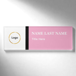 Benutzerdefiniertes Logo Elegantes Staubblau Weiß Namenschild