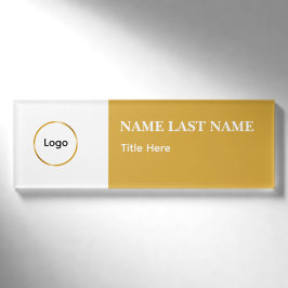 Benutzerdefiniertes Logo Elegantes Staubblau Weiß Namenschild