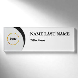 Benutzerdefiniertes Logo Elegantes Staubblau-Weiß- Namenschild
