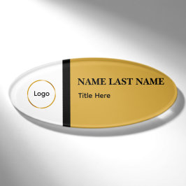Benutzerdefiniertes Logo Elegantes Staubblau Weiß Namenschild