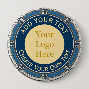 Benutzerdefiniertes Logo Firmen Blau und Gold Naut Button