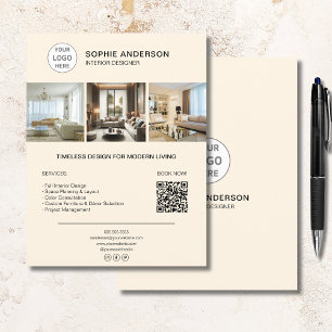 Benutzerdefiniertes Logo Foto QR Creme Professione Flyer