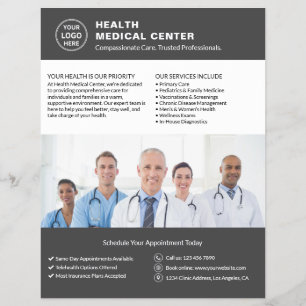 Benutzerdefiniertes Logo Foto QR Gesundheitsklinik Flyer
