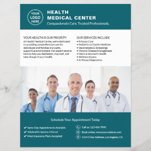 Benutzerdefiniertes Logo Foto QR Gesundheitsklinik Flyer