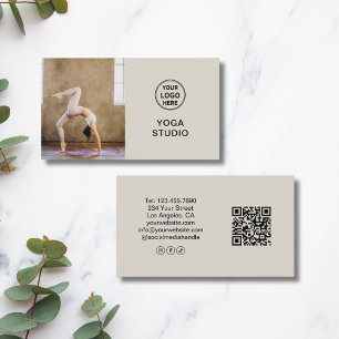 Benutzerdefiniertes Logo Foto QR Yoga-Instructor L Visitenkarte