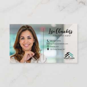 Benutzerdefiniertes Logo Foto Real Anwesen Agent R Visitenkarte