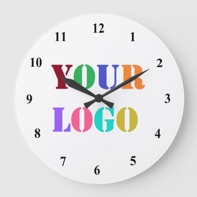 Benutzerdefiniertes Logo für Ihre Werbemauer Große Wanduhr (Vorderseite)
