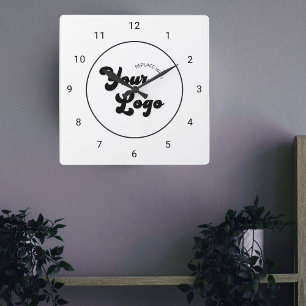 Benutzerdefiniertes Logo für Minimalistische Unter Quadratische Wanduhr