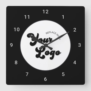 Benutzerdefiniertes Logo für Minimalistische Unter Quadratische Wanduhr