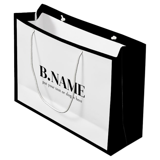 Benutzerdefiniertes Logo für Minimalistische Werbe Große Geschenktüte (Vorderseite Schrägansicht)