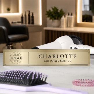 Benutzerdefiniertes Logo Gold Druck Salon & Spa Pr Namensplakette
