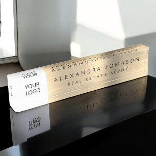 Benutzerdefiniertes Logo Gold Elegant Beruflich Namensplakette