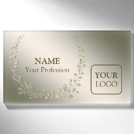 Benutzerdefiniertes Logo Golden Floral Blätter Wre Namenschild