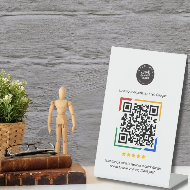 Benutzerdefiniertes Logo Google Review QR Code Pod Sockelschild (Von Creator hochgeladen)