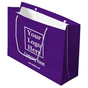 Benutzerdefiniertes Logo hier für Royal Lila Große Geschenktüte