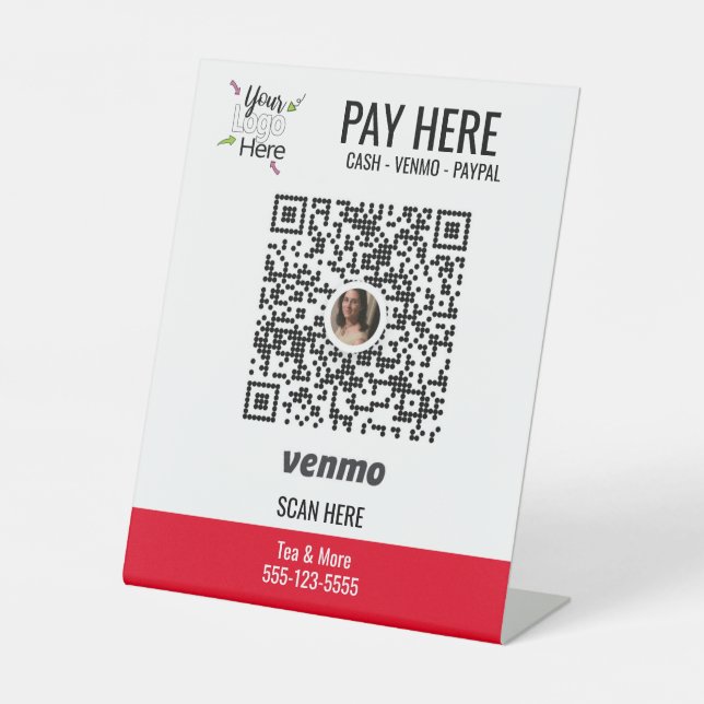 Benutzerdefiniertes Logo hinzufügen | Venmo Pay Re Sockelschild (Vorderseite)