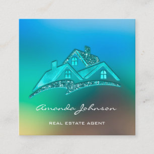 Benutzerdefiniertes Logo House Real Anwesen Agent  Quadratische Visitenkarte