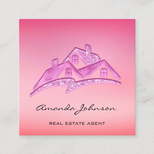 Benutzerdefiniertes Logo House Real Anwesen Agent  Quadratische Visitenkarte (Vorderseite)