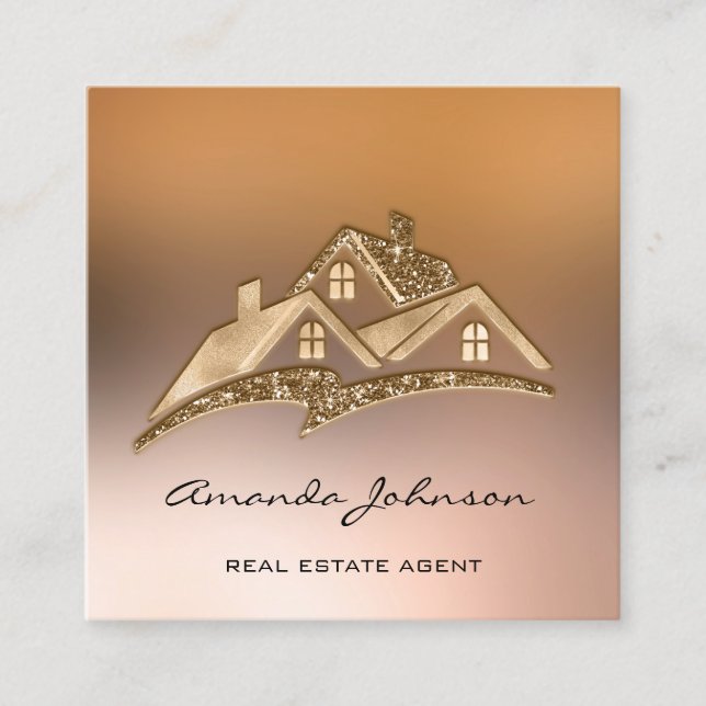 Benutzerdefiniertes Logo House Real Anwesen Agent  Quadratische Visitenkarte (Vorderseite)
