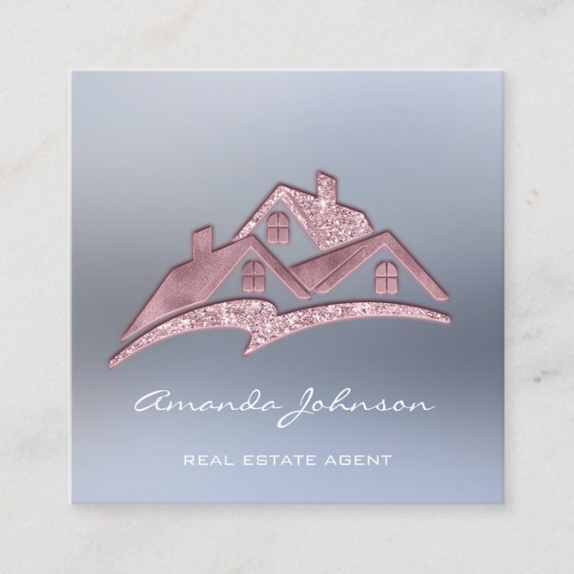 Benutzerdefiniertes Logo House Real Anwesen Agent  Quadratische Visitenkarte (Vorderseite)