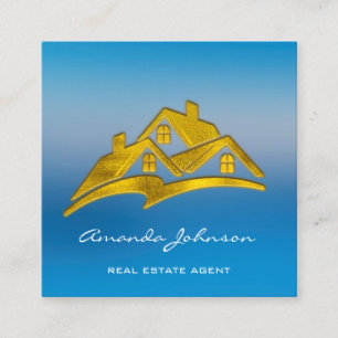 Benutzerdefiniertes Logo House Real Anwesen Agent  Quadratische Visitenkarte
