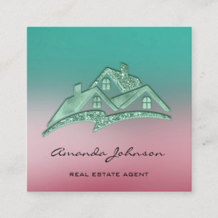 Benutzerdefiniertes Logo House Real Anwesen Agent  Quadratische Visitenkarte