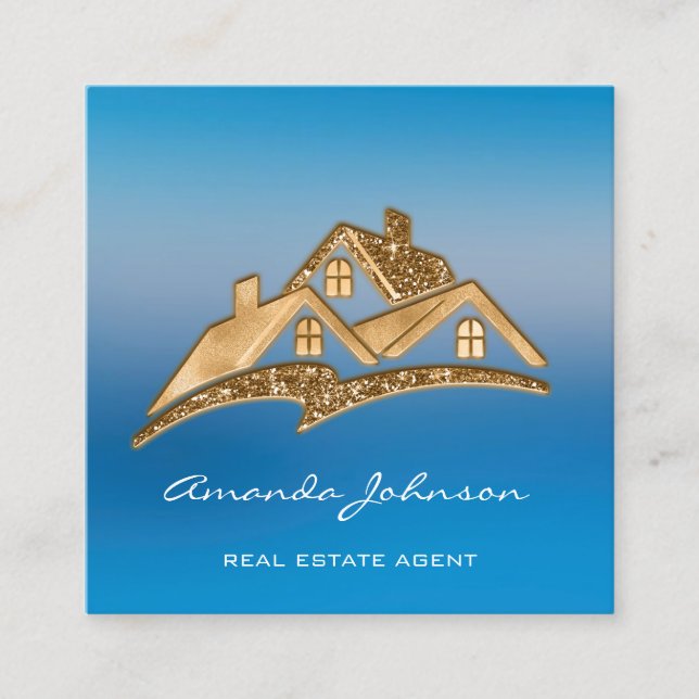 Benutzerdefiniertes Logo House Real Anwesen Agent  Quadratische Visitenkarte (Vorderseite)