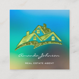 Benutzerdefiniertes Logo House Real Anwesen Agent  Quadratische Visitenkarte