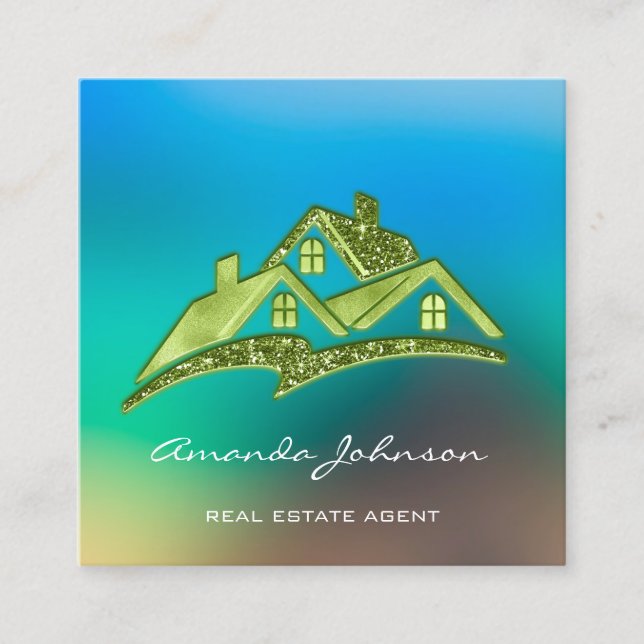 Benutzerdefiniertes Logo House Real Anwesen Agent  Quadratische Visitenkarte (Vorderseite)