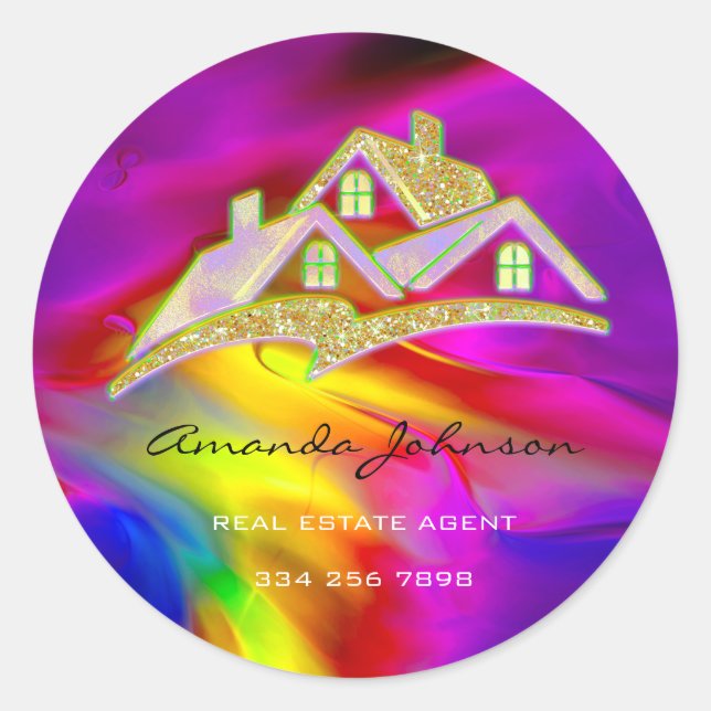 Benutzerdefiniertes Logo House Real Anwesen Agent  Runder Aufkleber (Vorderseite)