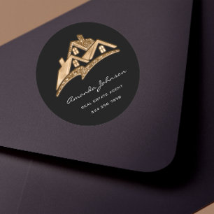 Benutzerdefiniertes Logo House Real Anwesen Agent  Runder Aufkleber