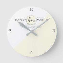 Benutzerdefiniertes Logo im Yellow Monogram-Stil Runde Wanduhr