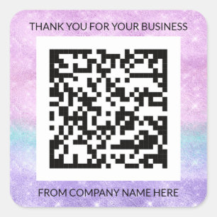 Benutzerdefiniertes Logo Lila Rosa QRCode Name Dan Quadratischer Aufkleber