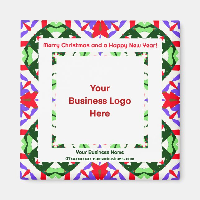 Benutzerdefiniertes Logo Magnetic Happy Weihnachts Magnet (Vorne)