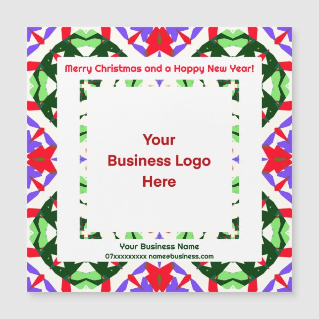 Benutzerdefiniertes Logo Magnetic Happy Weihnachts Magnetkarte (Vorderseite)