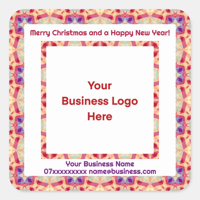 Benutzerdefiniertes Logo Merry Christmas Business  Quadratischer Aufkleber (Vorderseite)