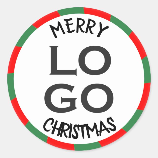 Benutzerdefiniertes Logo Merry Christmas Swirl Can Runder Aufkleber (Vorderseite)