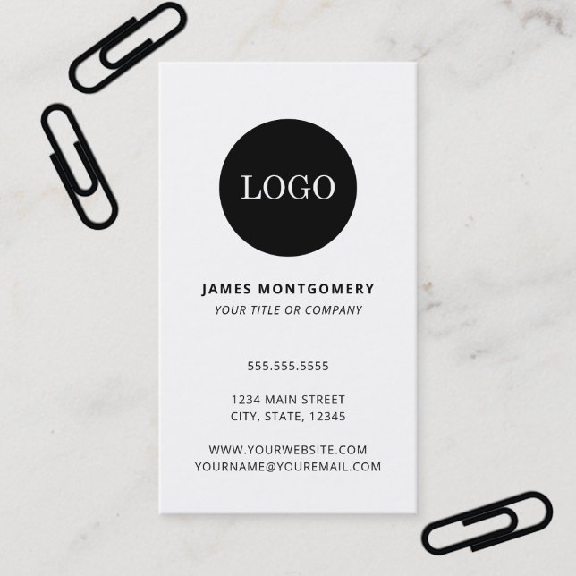 Benutzerdefiniertes Logo Minimalistisch Beruflich Visitenkarte (Custom Circle Logo Minimalist Professional Business Card)