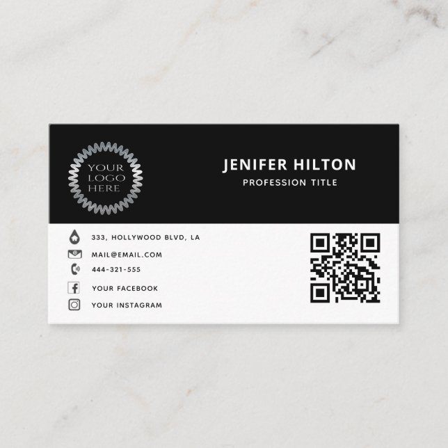 Benutzerdefiniertes Logo minimalistisch Social Med Visitenkarte (Vorderseite)