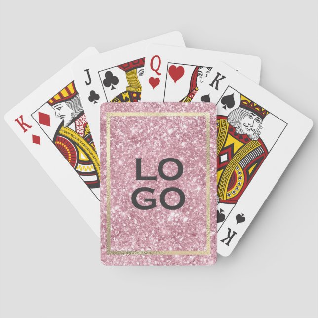 Benutzerdefiniertes Logo mit Goldrahmen auf rosa G Spielkarten (Rückseite)