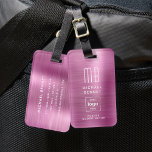 Benutzerdefiniertes Logo Mit Monogramm rosa gestri Gepäckanhänger<br><div class="desc">Mit Monogramm Logo,  rosa,  gebürstetes Metall,  Gepäckmarke. Personalisieren Sie es mit Ihren Daten und Ihrem Firmenlogo.</div>