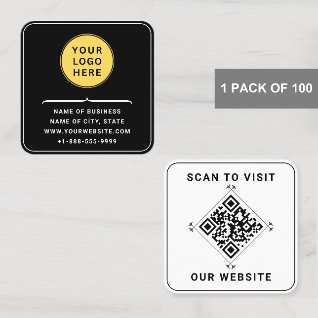 Benutzerdefiniertes Logo mit QR-Code | Modernes Sc Quadratische Visitenkarte (minimalist square business cards)