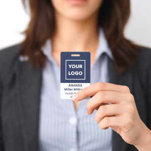 Benutzerdefiniertes Logo Mitarbeiter Fett Blau Wei Ausweis