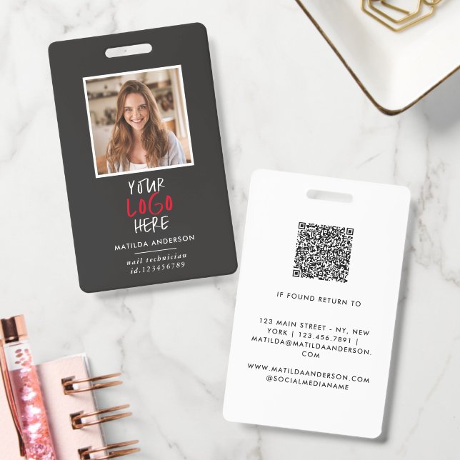 Benutzerdefiniertes Logo Mitarbeiter QR-Code Perso Ausweis (Büro)