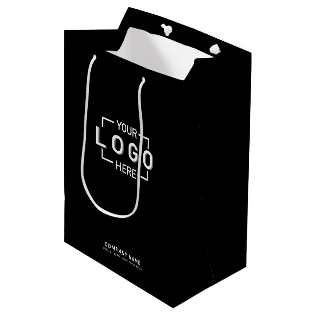 Benutzerdefiniertes Logo Mittlere Geschenktüte (Vorderseite Schrägansicht)