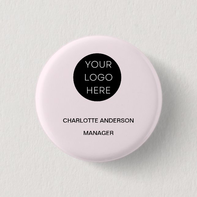 Benutzerdefiniertes Logo Modern Minimalistisch Blu Button (Vorderseite)