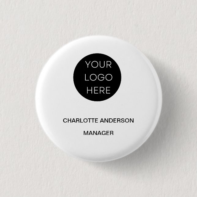 Benutzerdefiniertes Logo Modern Minimalistisch Button (Vorderseite)