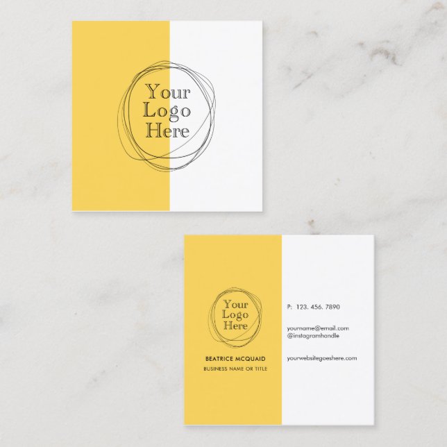 Benutzerdefiniertes Logo Modern Minimalistisch | S Quadratische Visitenkarte (Vorne/Hinten)